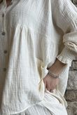 Annie Cushion Cotton Peter Pan Smock Blouse Panna Cotta